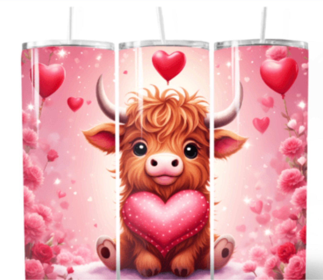 VALENTINES DESIGNS 20oz Stainless steel tumbler with metal straw - Drinkware