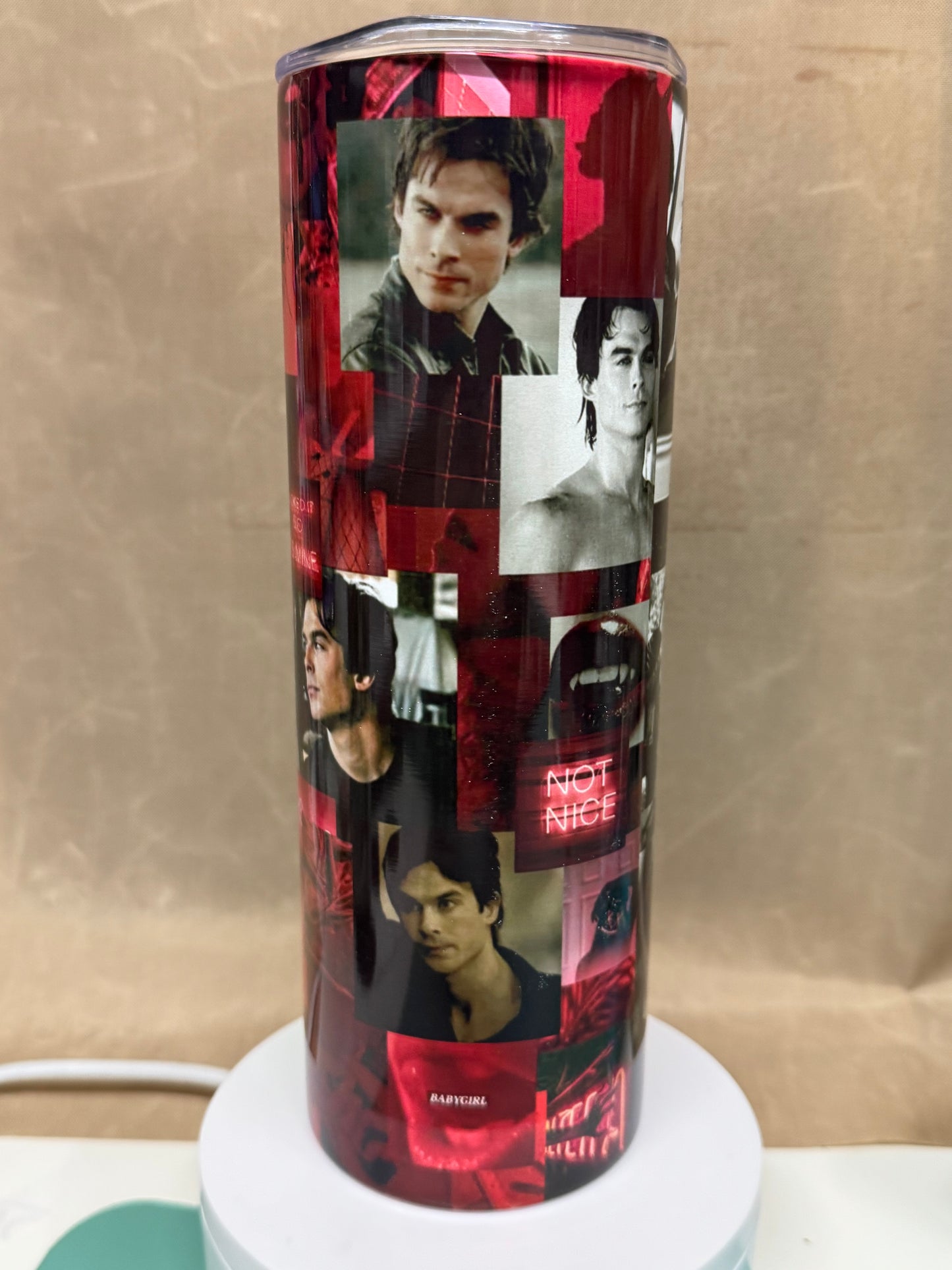 Damon Salvatore/Ian somerhalder 20oz Stainless steel tumbler with metal straw - Vampire Diaries