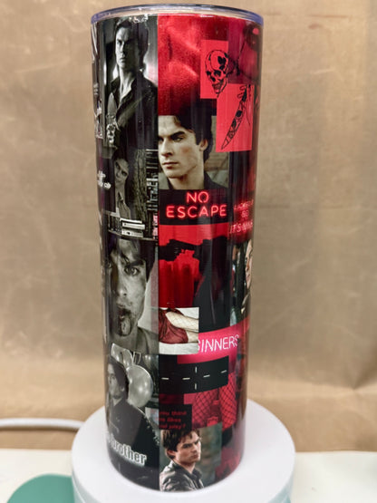 Damon Salvatore/Ian somerhalder 20oz Stainless steel tumbler with metal straw - Vampire Diaries