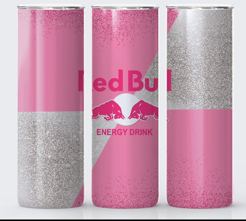 Pink Red Bull/ Diet Coke 20oz Stainless steel tumbler with metal straw - Drinkware