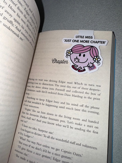 Little Miss ‘Just One More Chapter' mug, bookmark, vinyl sticker, tote - Bookish Designs - Funny