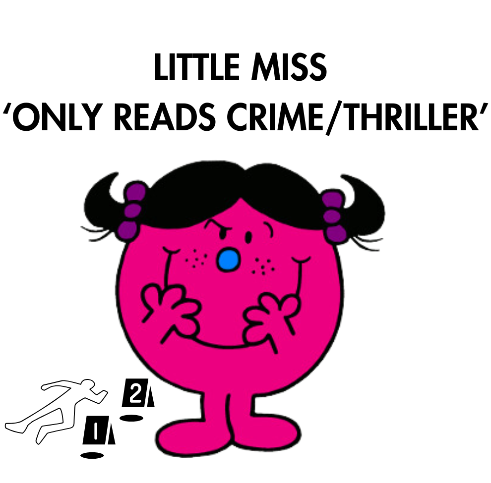 Little Miss ‘Only Reads Crime/Thriller' mug, bookmark, vinyl sticker, tote - Bookish Designs - Funny