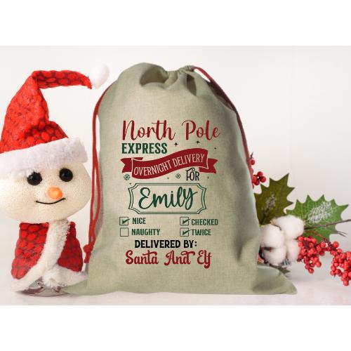 Personalised Christmas Santa Sacks - Burlap Style - 5 Designs to choose from